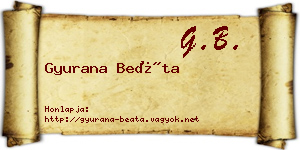 Gyurana Beáta névjegykártya